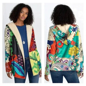 Johnny Was Peace Love Long Sleeve Sherpa Pullover Hoodie